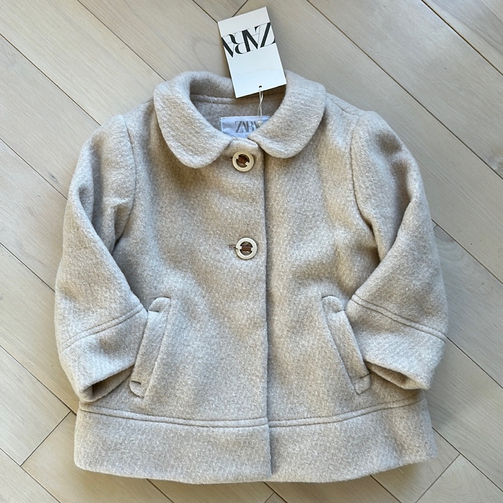 Zara Cream Girls' Pea Coat